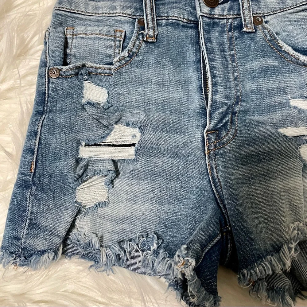Aeropostale Cut Off Distressed Destroyed Denim Short Shorts Cutoffs Festival